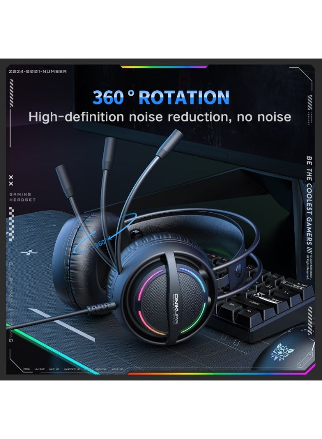 ONIKUMA X88 Stereo Headset USB Wired Headphone RGB Lighting Gaming Double Headband Headphones PC Gamer - Image 5