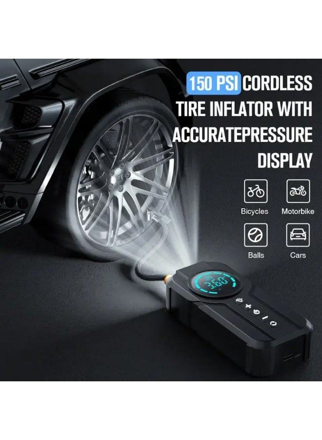 Generic 4 in 1 Jump Starter Air Pump Portable Air Compressor Power Bank Lighting Car Battery Starter Starting Auto Tyre Inflator  - Image 4
