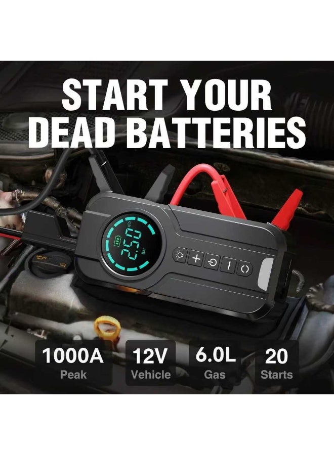 SUPER 5 4 in 1 Jump Starter Air Pump Portable Air Compressor Power Bank Lighting Car Battery Starter Starting Auto Tyre Inflator - Image 2