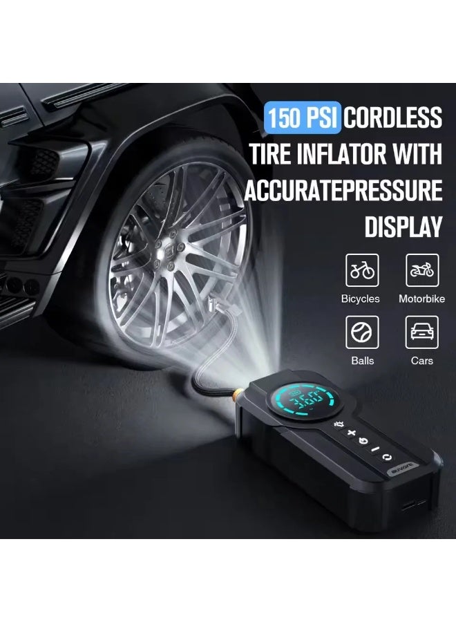 SUPER 5 4 in 1 Jump Starter Air Pump Portable Air Compressor Power Bank Lighting Car Battery Starter Starting Auto Tyre Inflator - Image 3
