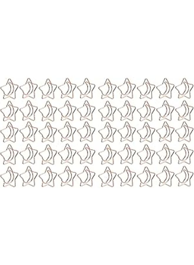 Rose Gold Electroplated Iron Pentagram Shaped Paper Clips 50Pcs Cute Decorative Home Office School