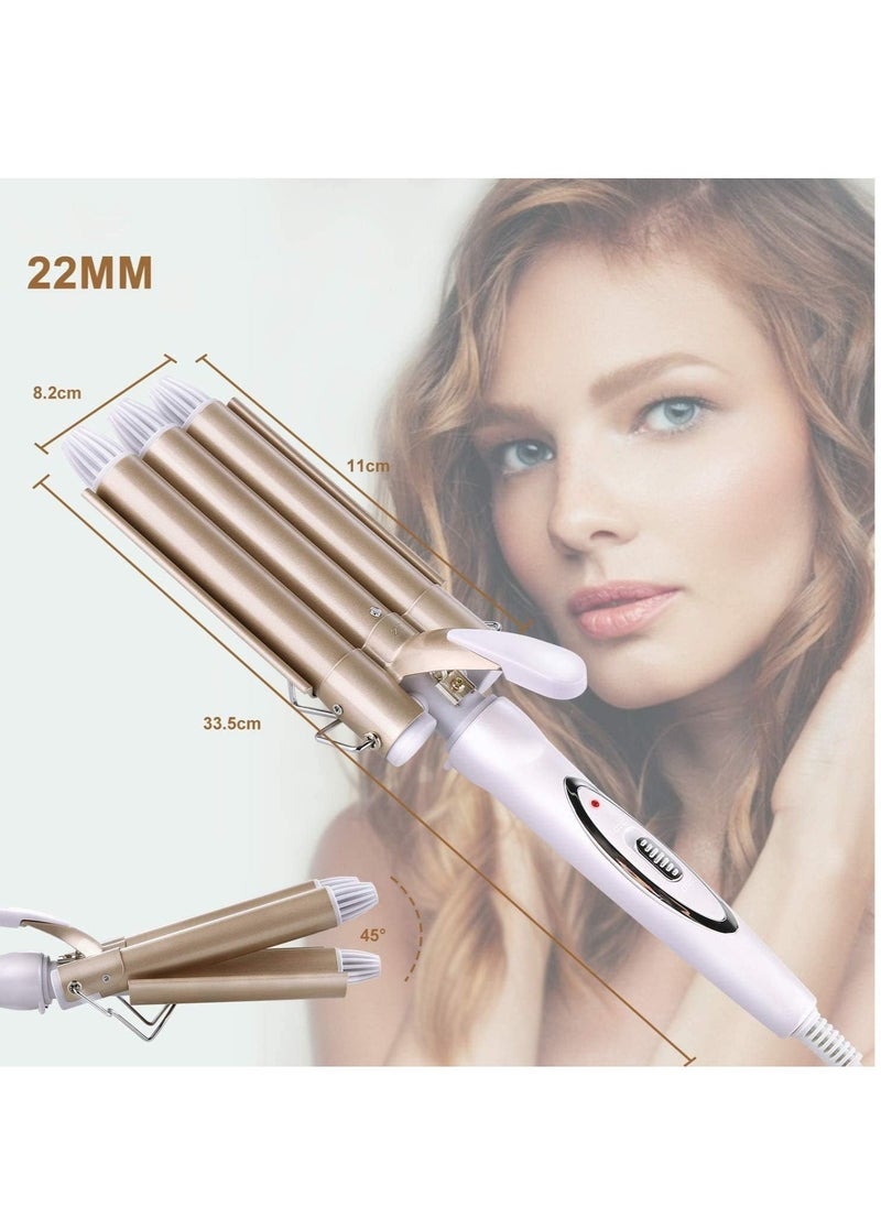 ELTRAZONE Three Barrel Curling Iron Wand Hair culer hair wave hair iron Ceramic Tourmaline Triple Barrels, Dual Voltage Crimp - Image 2