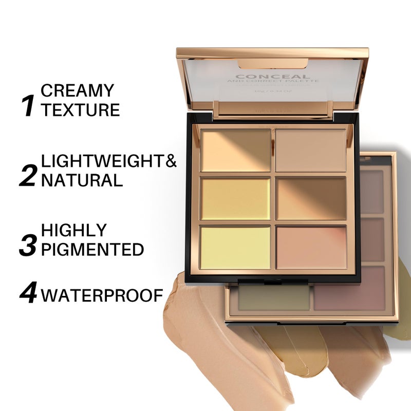 FV 6 Colors Cream Concealer Palette, Full Coverage & Long Lasting Colors Corrector Palette for Dark Circles, Redness, Acne with Natural Finish Cream Foundation Palette, 01 Light Shade - Image 4
