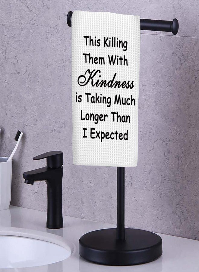 ليفلو منشفة مطبخ LEVLO بتصميم "Killing Them with Kindness" الساخرة، منشفة أطباق بنسيج الوافل، هدية طبخ فكاهية لها (Killing Them with Kindness) - Image 4