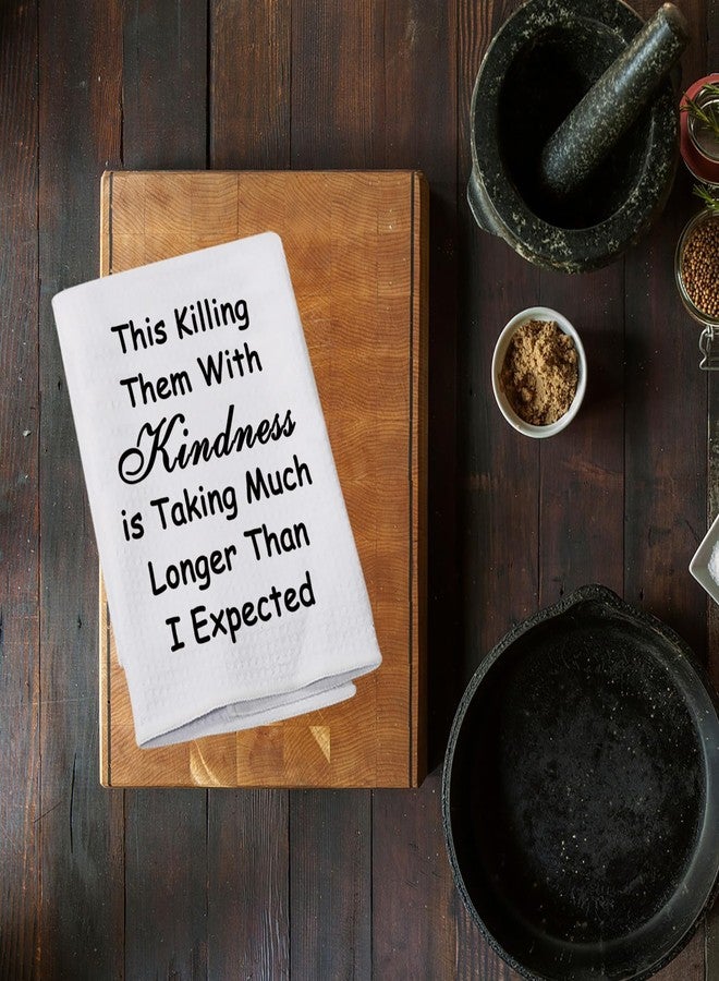 ليفلو منشفة مطبخ LEVLO بتصميم "Killing Them with Kindness" الساخرة، منشفة أطباق بنسيج الوافل، هدية طبخ فكاهية لها (Killing Them with Kindness) - Image 5