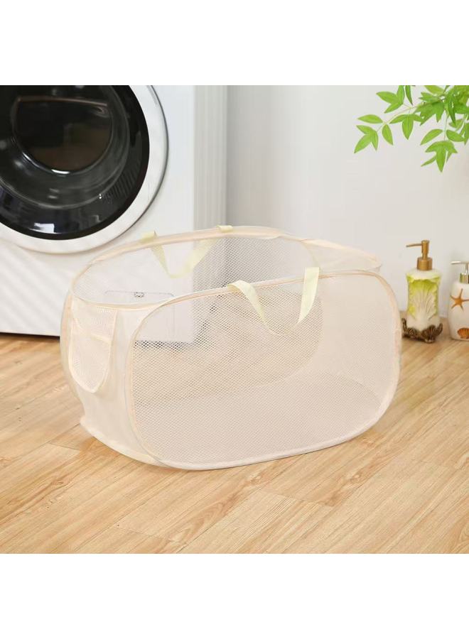 Grid Foldable Laundry Basket, Single-color Storage Basket, Fabric Laundry Hamper For Home Bathroom, Laundry Basket For Items