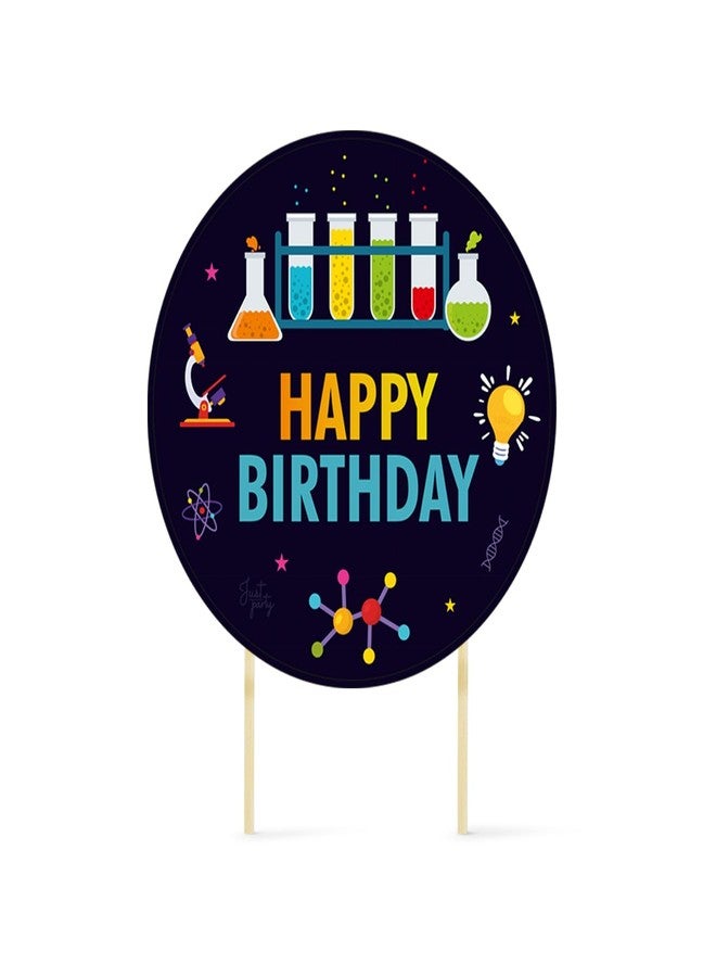 Just Party Science Theme Happy Birthday Cake Topper & Birthday Props for Kids | STEM Cake Toppers for Cake Decoration & Photo Props / Muffin Toppers | Set of 6 Props + 1 Topper - Image 3