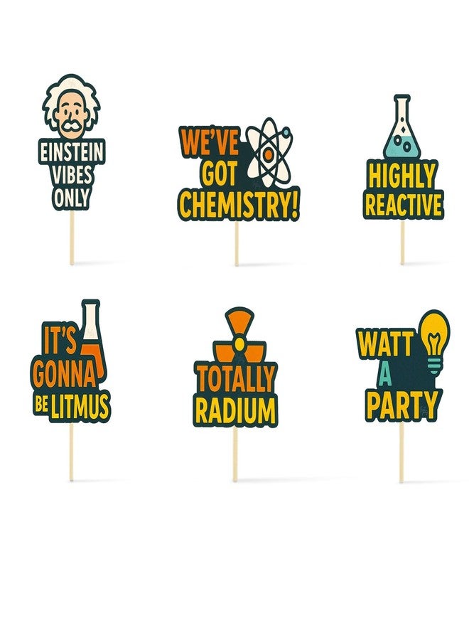 Just Party Science Theme Happy Birthday Cake Topper & Birthday Props for Kids | STEM Cake Toppers for Cake Decoration & Photo Props / Muffin Toppers | Set of 6 Props + 1 Topper - Image 4