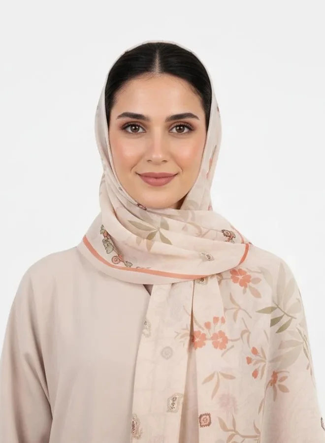 عبايات لمحة طرحة روز آرت – شيفون بنقشة فنّية بتدرجات الروز