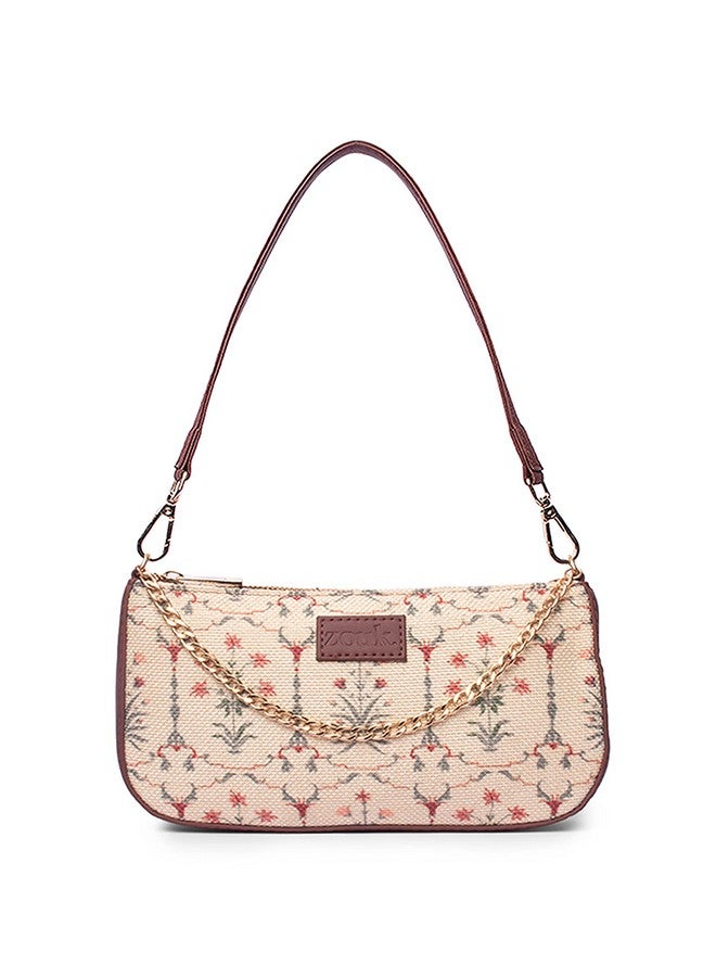 ZOUK ZOUK Baguette Bag | Crossbody Bags for Women | Women's Handbags | Stylish Sling Bag for Woman | Vegan Leather Evening Bag | Travel & Office Use | Purse and Wallet | Taj Nakashi Print  - Image 1