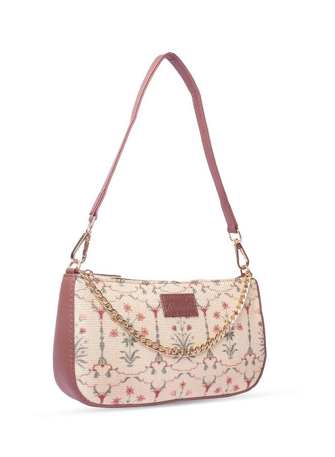 ZOUK ZOUK Baguette Bag | Crossbody Bags for Women | Women's Handbags | Stylish Sling Bag for Woman | Vegan Leather Evening Bag | Travel & Office Use | Purse and Wallet | Taj Nakashi Print  - Image 2