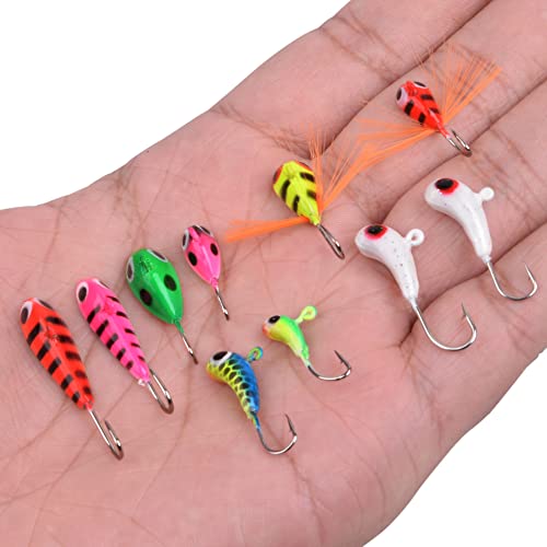 OROOTL Ice Fishing Jigs Set, 18pcs Ice Fishing Lures Ice Jig Head Hooks Kit for Panfish Crappie Walleye Perch Trout and Bluegill - Image 4