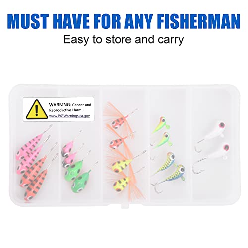 OROOTL Ice Fishing Jigs Set, 18pcs Ice Fishing Lures Ice Jig Head Hooks Kit for Panfish Crappie Walleye Perch Trout and Bluegill - Image 5