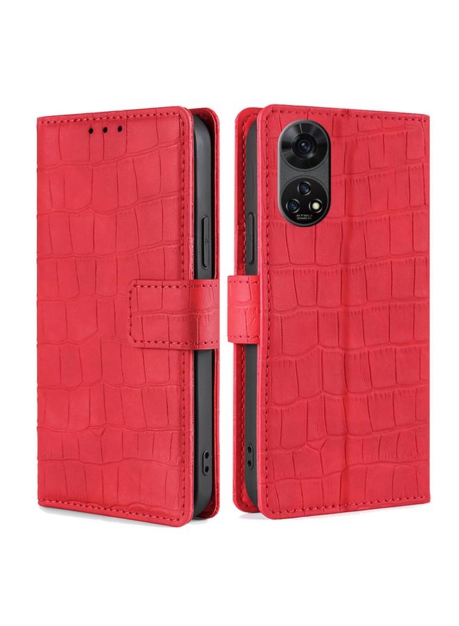 Case For ZTE Anshin Family Skin Feel Crocodile Magnetic Clasp Leather Phone Case