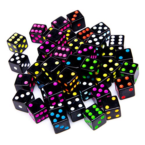 Brybelly Bulk Dice for Board Games Casino Games Tabletop RPGs D6 Standard 16mm Game Dice Pack Black 50 Count - Image 1