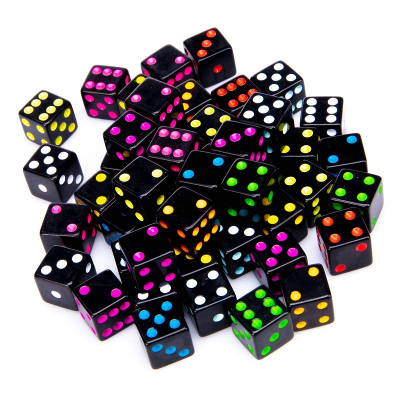 Brybelly Bulk Dice for Board Games Casino Games Tabletop RPGs D6 Standard 16mm Game Dice Pack Black 50 Count - Image 3