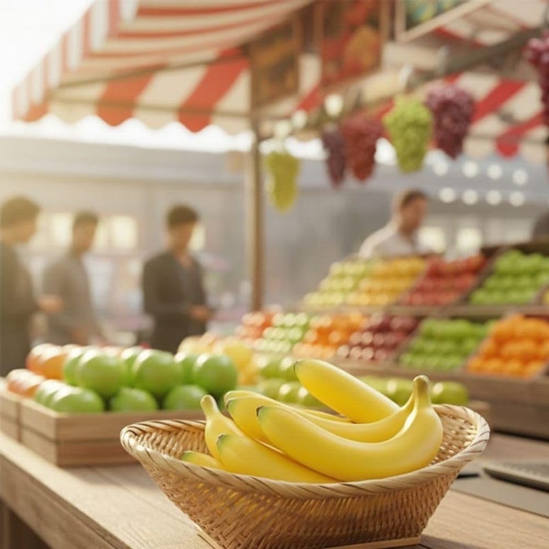 SINGAA فاكهة صناعية للمنزل، السيارة، محل الفواكه، ديكور التصوير ومواد تعليمية للأطفال∣ تفاح∣ برتقال∣ عنب∣ رمان∣ مانجو∣ موز (عبوة من 5) (موز) - Image 3