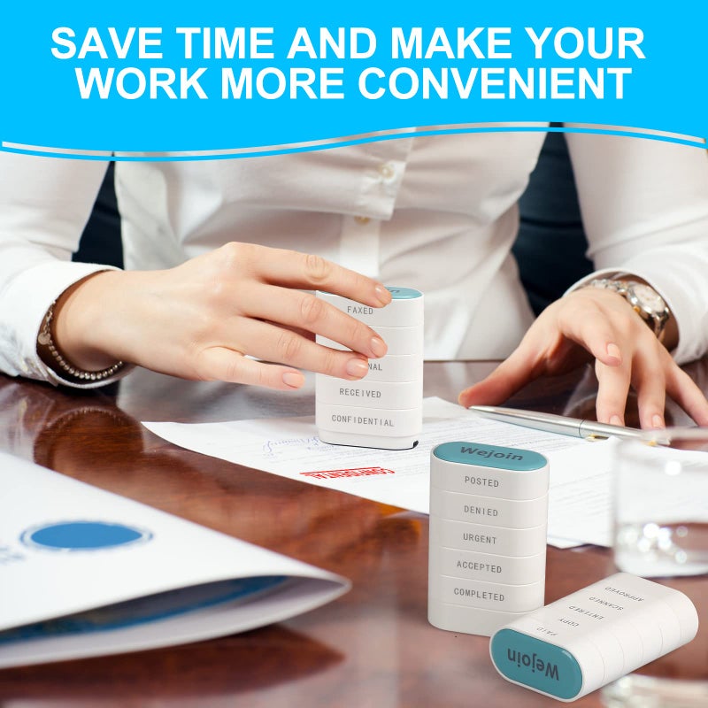 WEJOIN Total Office Stamps Set 15PCs, Self Inking Rubber Stamps â€œPaid Copy Entered Scanned Approved Posted Denied Urgent Accepted Completed FAXED EMAILED Original Received Confidentialâ€ for Business Use - Image 4