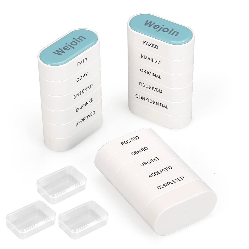 WEJOIN Total Office Stamps Set 15PCs, Self Inking Rubber Stamps â€œPaid Copy Entered Scanned Approved Posted Denied Urgent Accepted Completed FAXED EMAILED Original Received Confidentialâ€ for Business Use - Image 1
