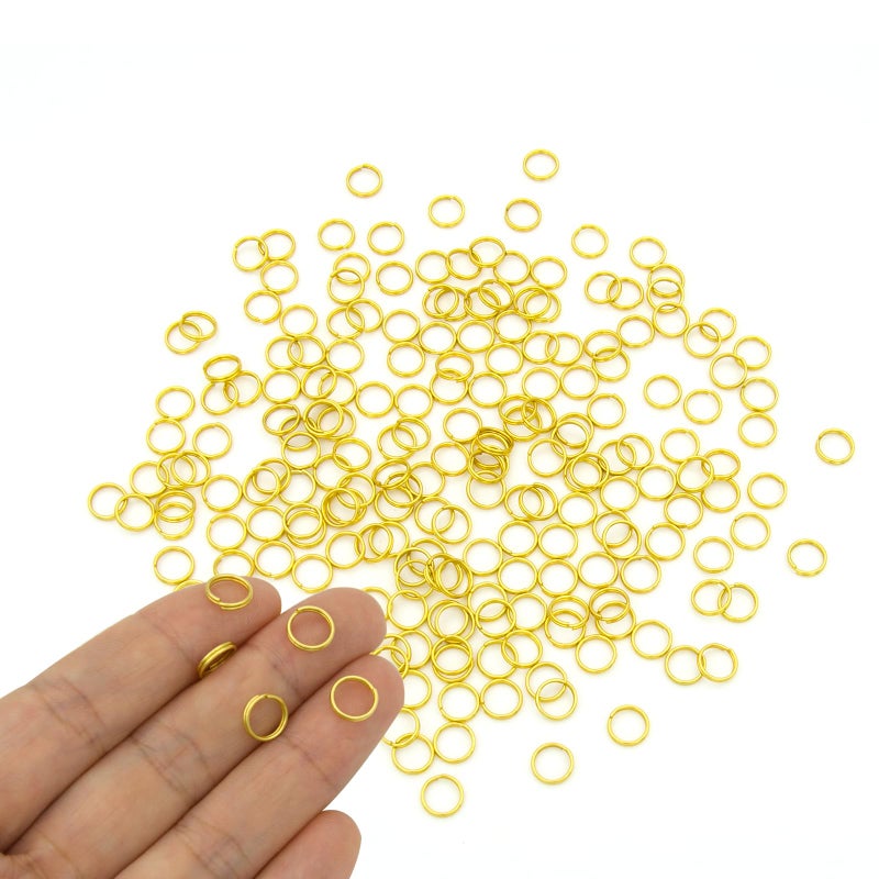 ZoloAJay 200Pcs 8Mm Mini Split Jump Ring With Double Loops Small Round Metal Golden Key Rings Connectors For Making Handwork Charms Pendants Key Chains Ornaments Diy Crafts Accessories - Image 1