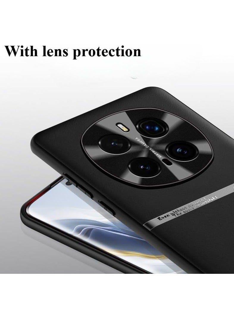 VKL Compatible with Honor Magic 7 Pro Case,Simple Plain Skin Leather Soft ShockProof Back Cover Phone Case for Magic 7 Pro (Black) - Image 3