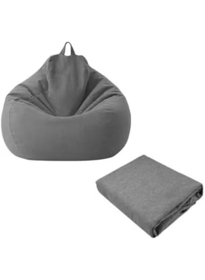 HOOKOR Classic Bean Bag Chair Sofa Cover, Highback Beanbag Chair,Lazy Lounger Bean Bag Storage Chair Cover for Adults and Kids without Filling Lazy sofa cover (Dark Grey, Medium) - Image 1