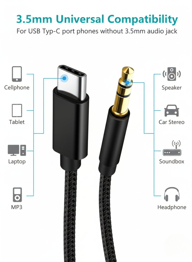 فيكسا برو كابل USB-C إلى AUX 3.5 ملم – محول صوت USB-C لهواتف سامسونج جالاكسي، بيكسل، هواوي، ون بلس، شاومي، وأنظمة صوت السيارات - Image 2