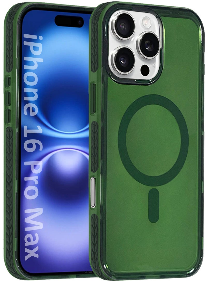 CATANES (for iPhone 16 Pro Max) Hard PC Magsafe Case Cover Polycarbonate Magnetic Strong Shockproof Protective Case Cover Transparent - Green Color - Image 1