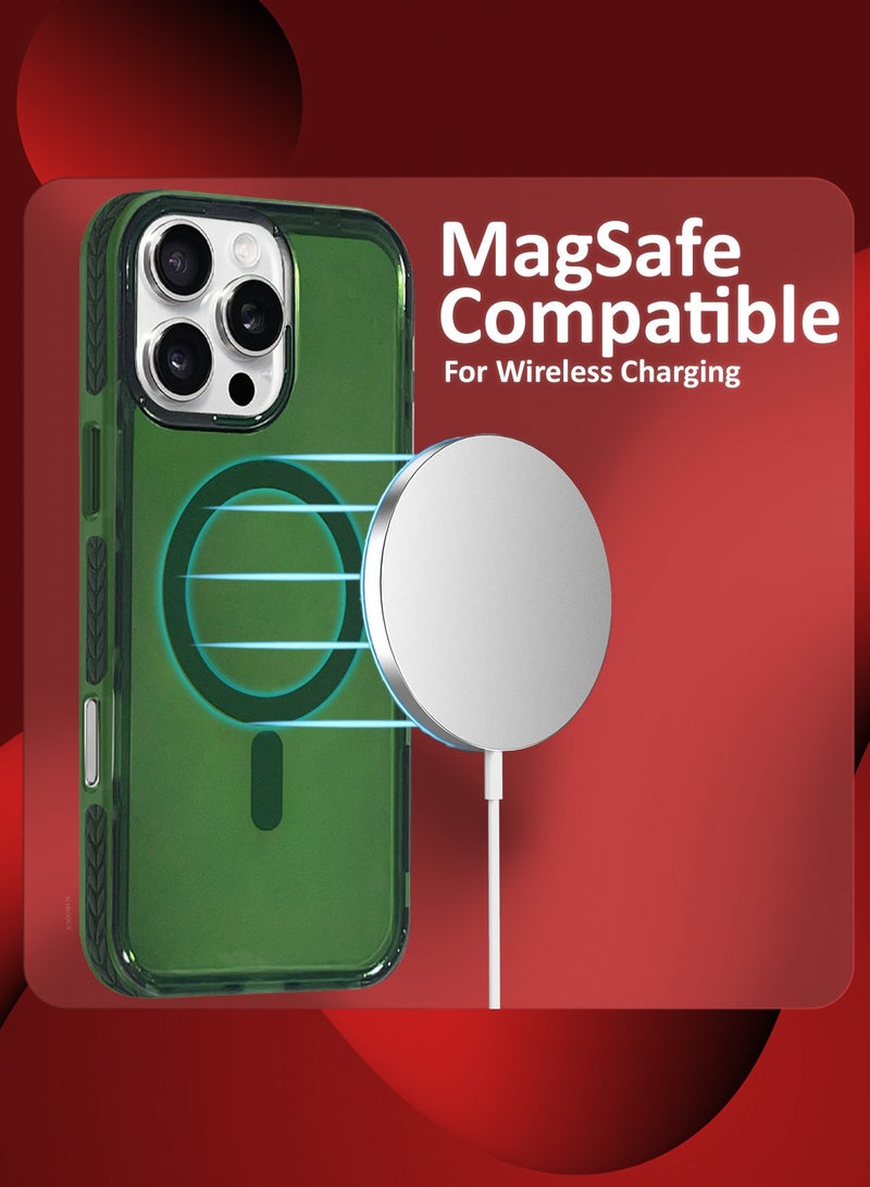 CATANES (for iPhone 16 Pro Max) Hard PC Magsafe Case Cover Polycarbonate Magnetic Strong Shockproof Protective Case Cover Transparent - Green Color - Image 5