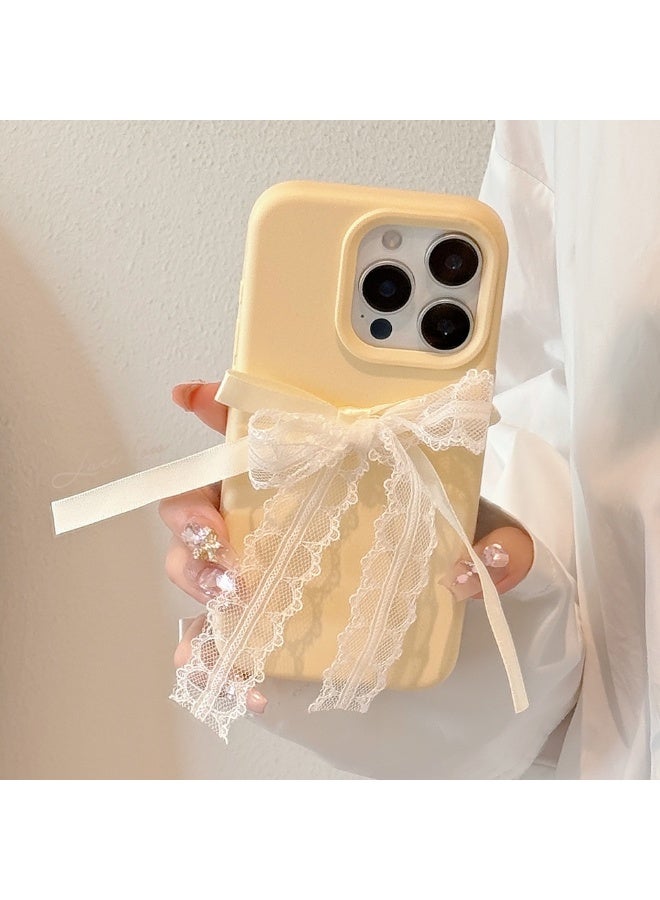 NIBEMINENT Lace Bow Protective TPU Case Cover For iPhone 16 Pro Max