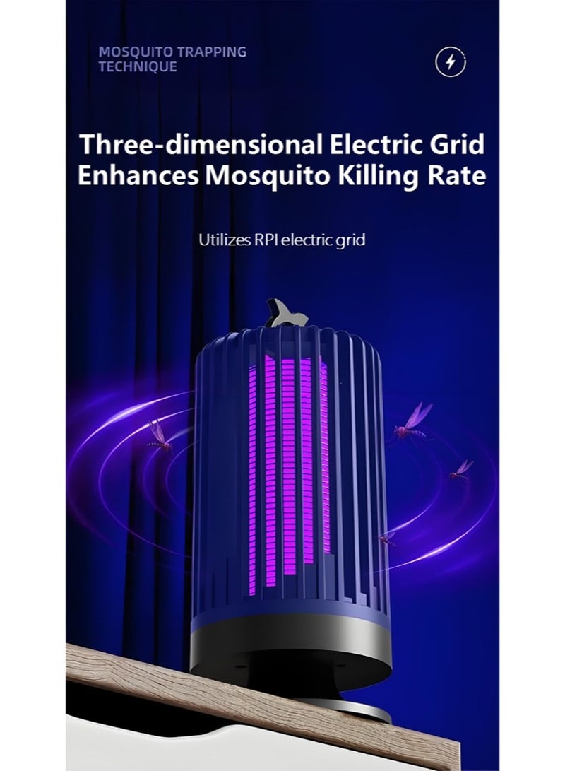 مصباح كهربائي قاتل للبعوض، شحن USB، مع ضوء LED، مصيدة ذباب كهربائية داخلية وخارجية، مناسب للمنزل/غرفة النوم/المطبخ/المكتب/التخييم - Image 3