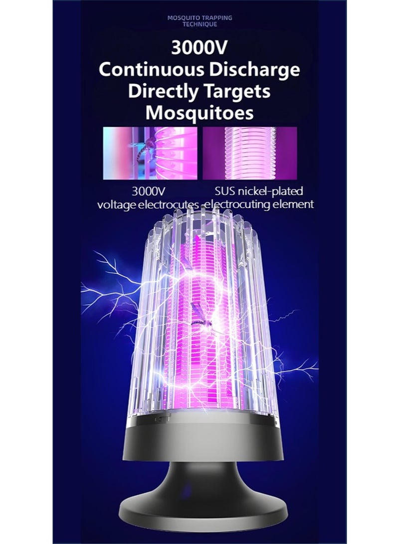 مصباح كهربائي قاتل للبعوض، شحن USB، مع ضوء LED، مصيدة ذباب كهربائية داخلية وخارجية، مناسب للمنزل/غرفة النوم/المطبخ/المكتب/التخييم - Image 4