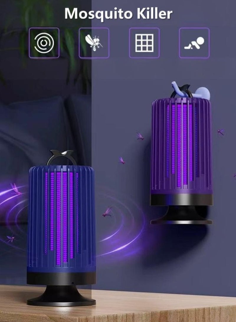 مصباح كهربائي قاتل للبعوض، شحن USB، مع ضوء LED، مصيدة ذباب كهربائية داخلية وخارجية، مناسب للمنزل/غرفة النوم/المطبخ/المكتب/التخييم - Image 1