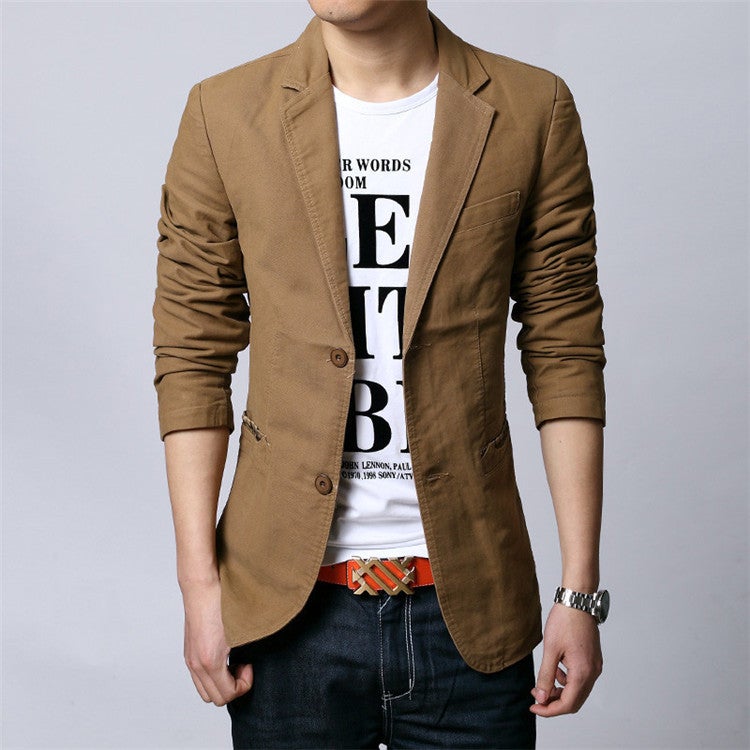 Spring and Autumn New Two-button Suit Men's Korean-style Slim-fit Small Suit Men's Cotton Jacket plus size Style Western-style Fashion - Image 2