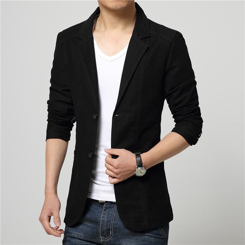 Spring and Autumn New Two-button Suit Men's Korean-style Slim-fit Small Suit Men's Cotton Jacket plus size Style Western-style Fashion - Image 1