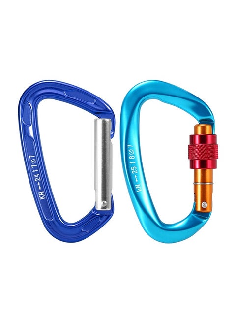 2-Piece D-Shape Non-Locking And Twist Gate Carabiner Set 10.2 x 4 6cm