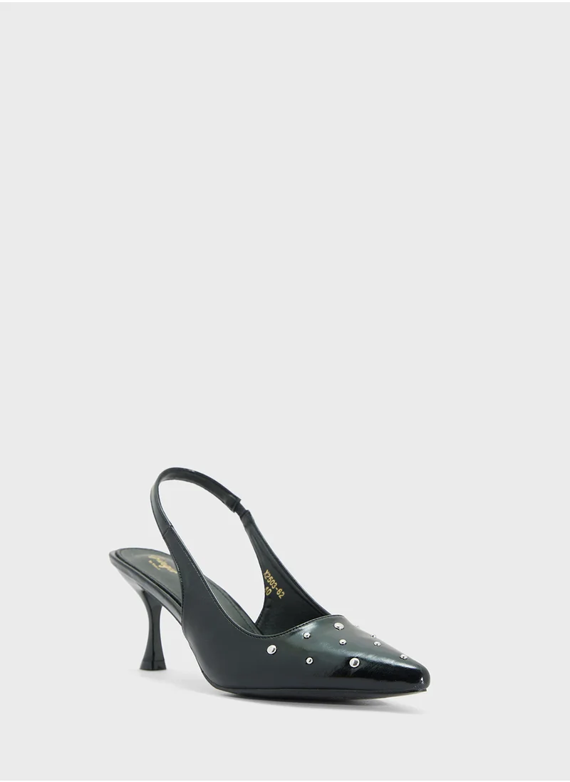 Ginger Studded Slingback Heeled Pump