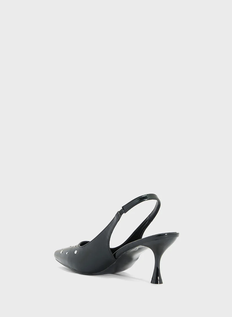 Ginger Studded Slingback Heeled Pump