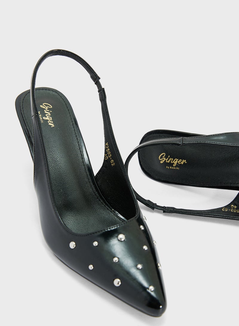 Ginger Studded Slingback Heeled Pump  - Image 4