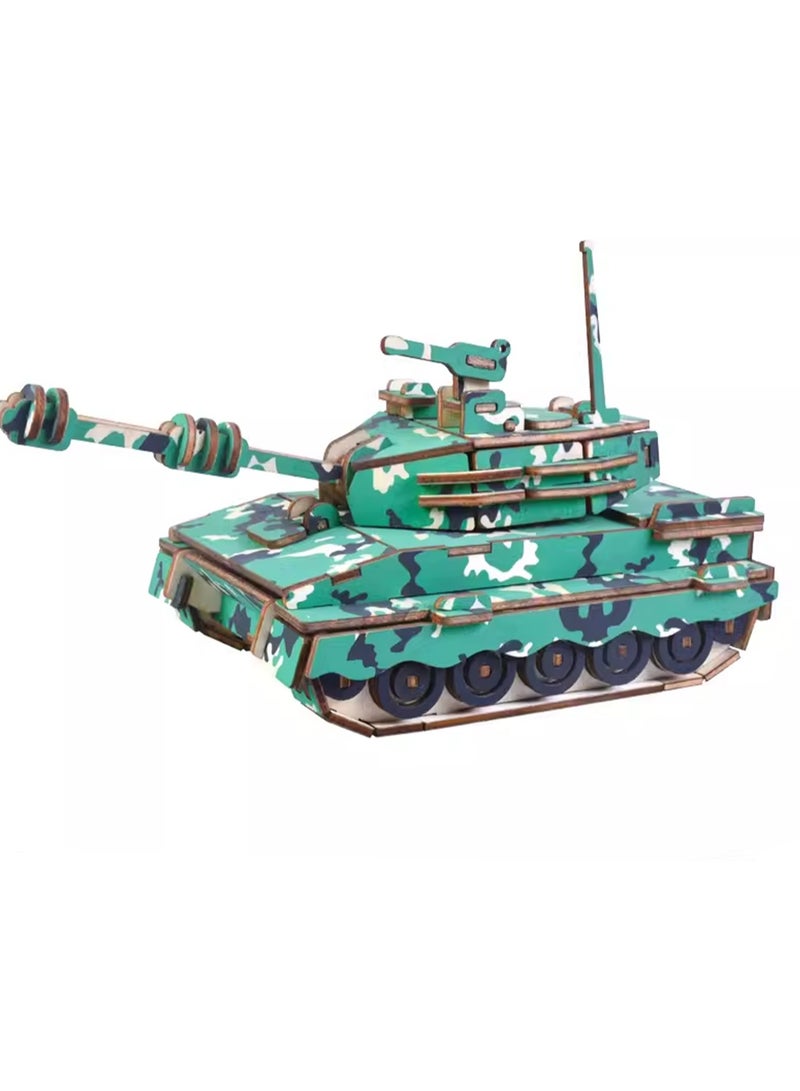 Children's 3D Wooden Model Puzzle Military Building Block Assembly Toys(Army No. 1 137Pcs) - Image 1