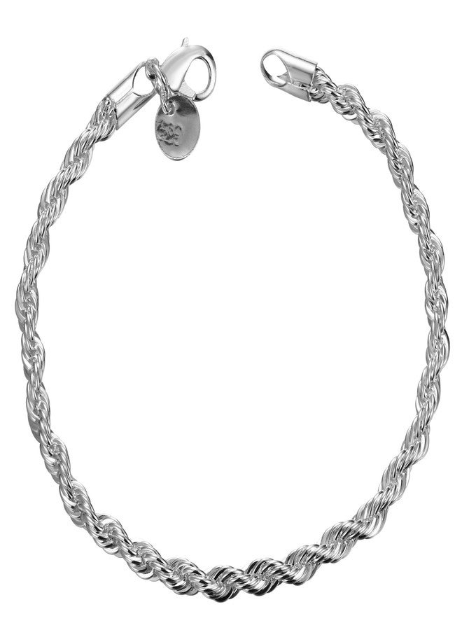 Cutesmile Fashion Jewelry 925 Sterling Silver 4mm Twisted French Rope Snake Chain Bracelet - Image 1