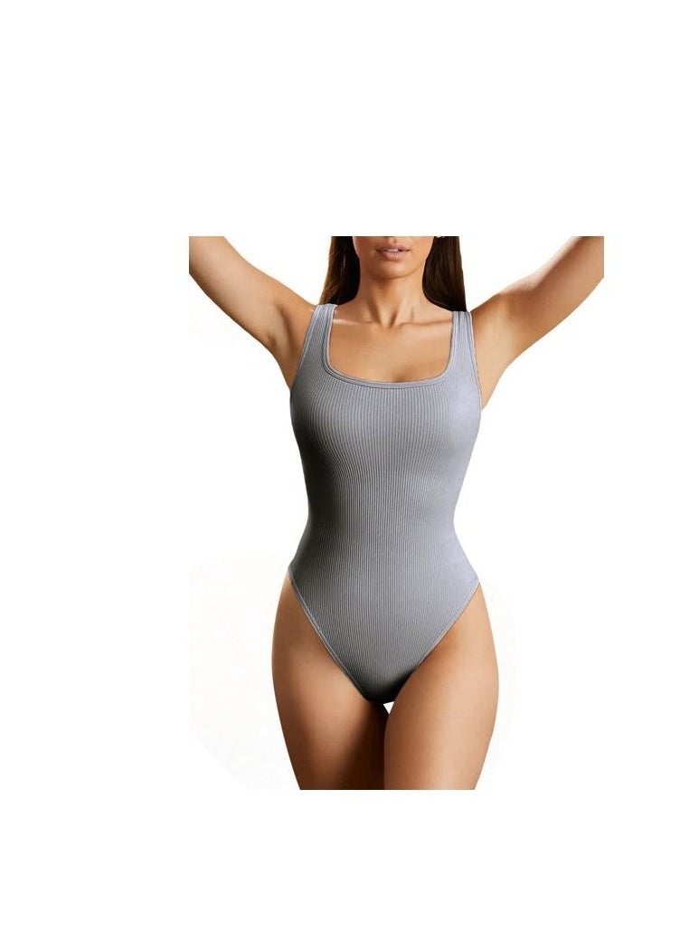 Loquat - Women's Simple Threaded Sleeveless Vest Tight-Fitting Jumpsuit - Image 1