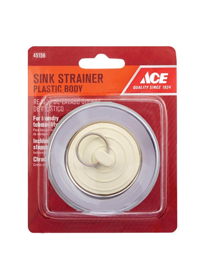ACE Plastic Laundry Tub Strainer W/Rubber Stopper 5.08-6.35cm