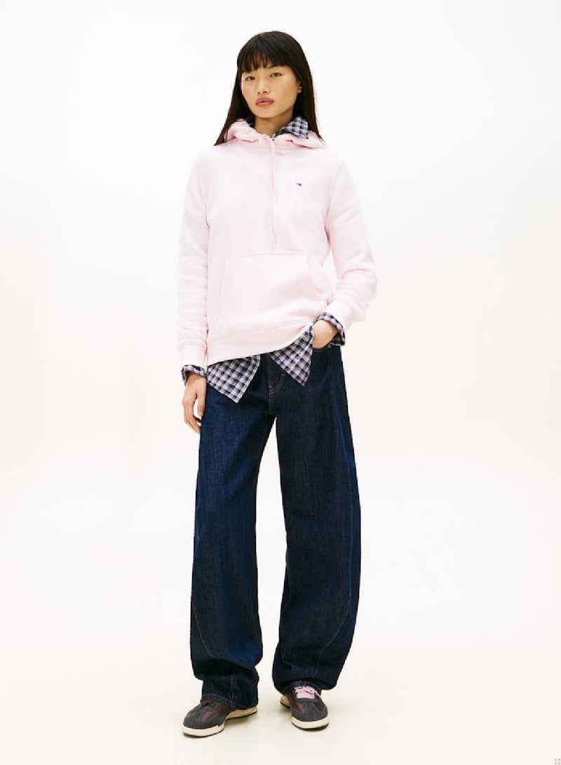 TOMMY JEANS Flag Embroidery Fleece Drawstring Hoody - Image 3