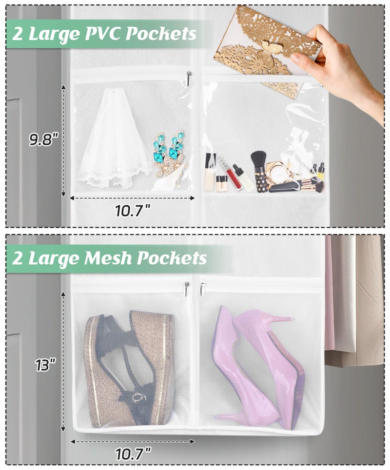 MISSLO حقيبة ملابس الزفاف المحمولة MISSLO بطول 70" مع حقيبة العروس 8" وحقائب فساتين مزودة بأربعة جيوب لتغطية الفساتين للنساء، بيضاء - Image 5