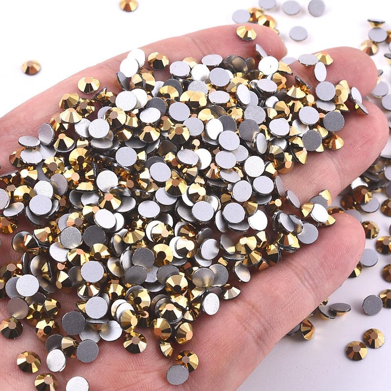BLINGINBOX 1440 Pieces SS16/3.8-4mm Flat Back Crystal Rhinestones Round Gems for Nail Art,Mine Gold - Image 3