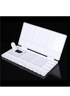 Y&D Plastic Watercolour Palette Folding Painting Pallet Tray with 33 Compartments, Thumbhole and Brush Holders for Painters Students or Art Studio (White)  - Image 2