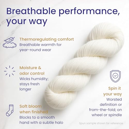 Revolution Fibers Merino Wool Roving 1 lb (16 Ounces) for Spinning | Soft Chunky Jumbo Yarn for Arm Knitting Blanket |100% Natural Undyed (Off-White) Wool Yarn, Felting Core, Carded Stuffing - Image 4