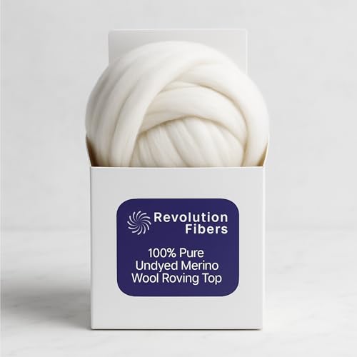 Revolution Fibers Merino Wool Roving 1 lb (16 Ounces) for Spinning | Soft Chunky Jumbo Yarn for Arm Knitting Blanket |100% Natural Undyed (Off-White) Wool Yarn, Felting Core, Carded Stuffing - Image 2