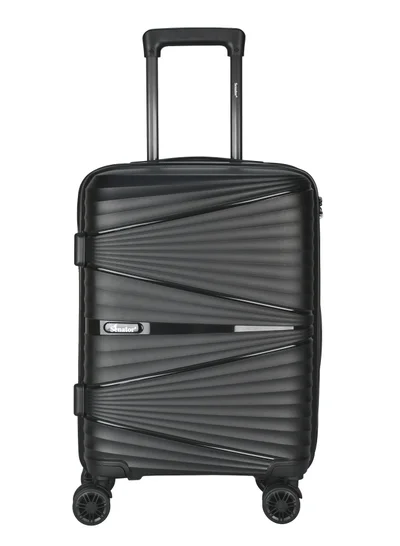 SENATOR Hard Case Carry On Luggage Trolley For Unisex Polypropylene Lightweight 4 Double Wheeled Suitcase With Built In TSA Type Lock Travel Bag KH1005 Black